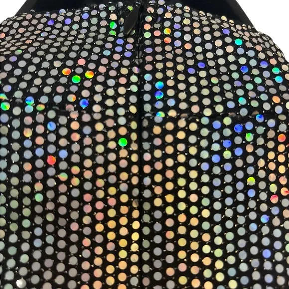 ChicMe Black & Silver Disco Style Long Sleeve Dress Medium NWOT - Picture 7 of 7